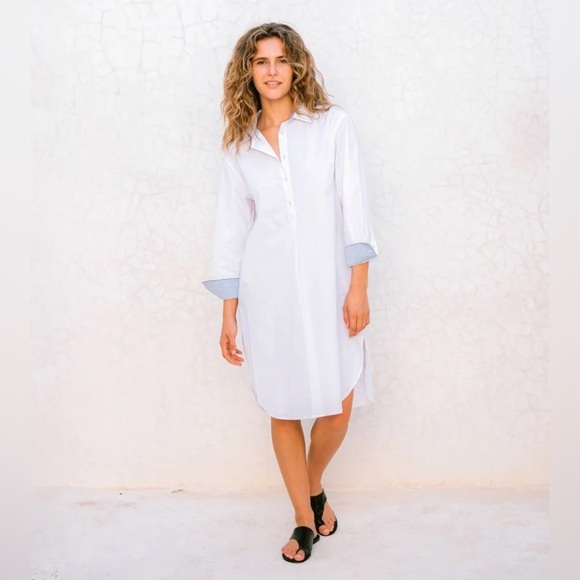 Mersea Dresses & Skirts - Mer-Sea Essential Collar Shirt Dress White Casual Midi Long Sleeve Small/Medium